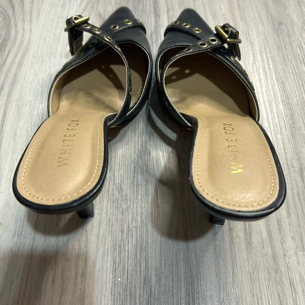 Women's White Fox Black Heels